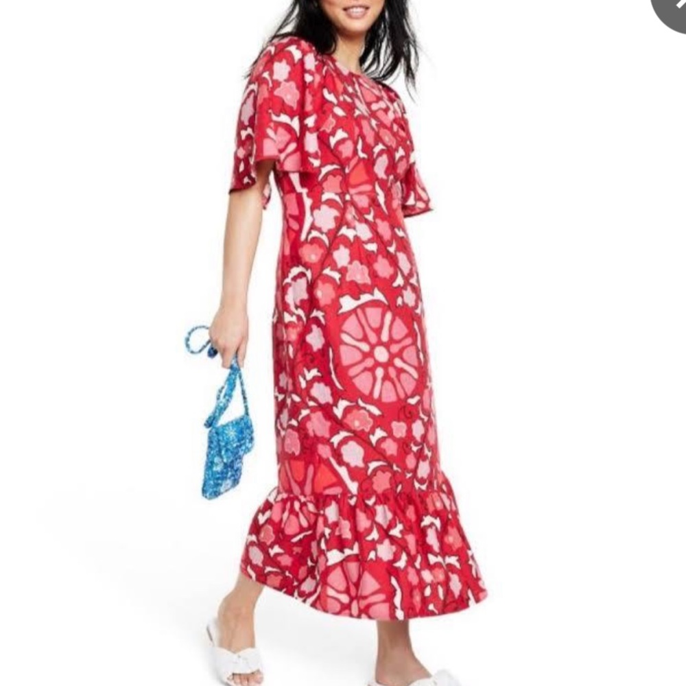 RHODE X TARGET Zinnia Floral Bell Sleeve Midi Dress Size 10 NWT